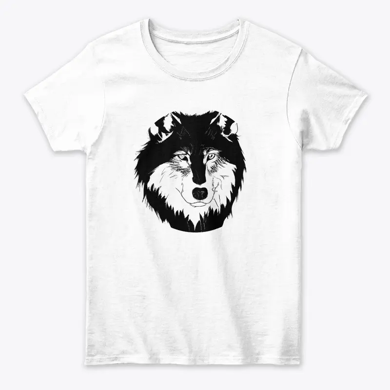 Wolf head black and white