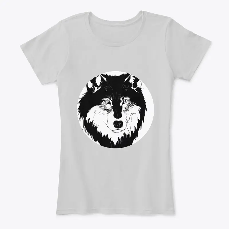 Wolf head black and white