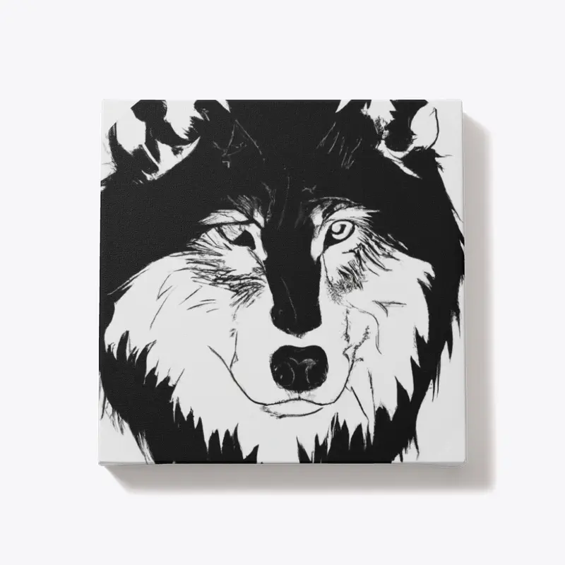 Wolf head black and white